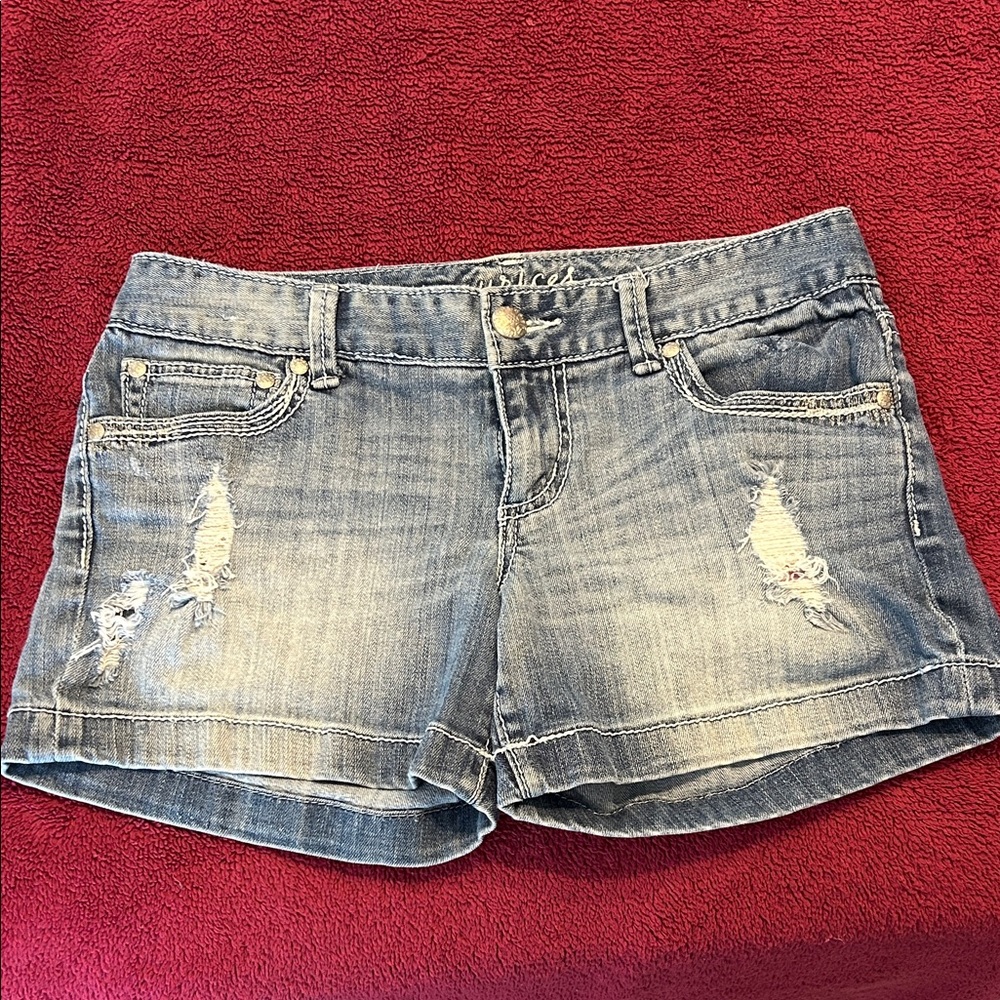 Maurices Light Blue Distressed Jean Shorts
